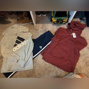 Adidas matching set and new old navy hooded sweatshirt
